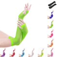 thumbnail image 1 of Fgnfyis Mesh Long Fingerless Party Punk Rock Dance Evening Womens Stretchy Club Gloves for Women Accessories Green, 1 of 3