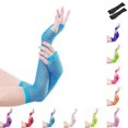 thumbnail image 1 of Fgnfyis Mesh Long Fingerless Party Punk Rock Dance Evening Womens Stretchy Club Gloves for Women Accessories Sky Blue, 1 of 3