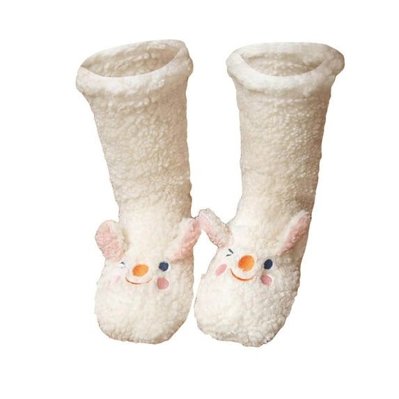 Fgnfyis Fuzzy Socks for Men and Women Cozy Socks Winter Warm Socks Slipper Socks Microfiber Soft Home Sleeping Socks White One Size