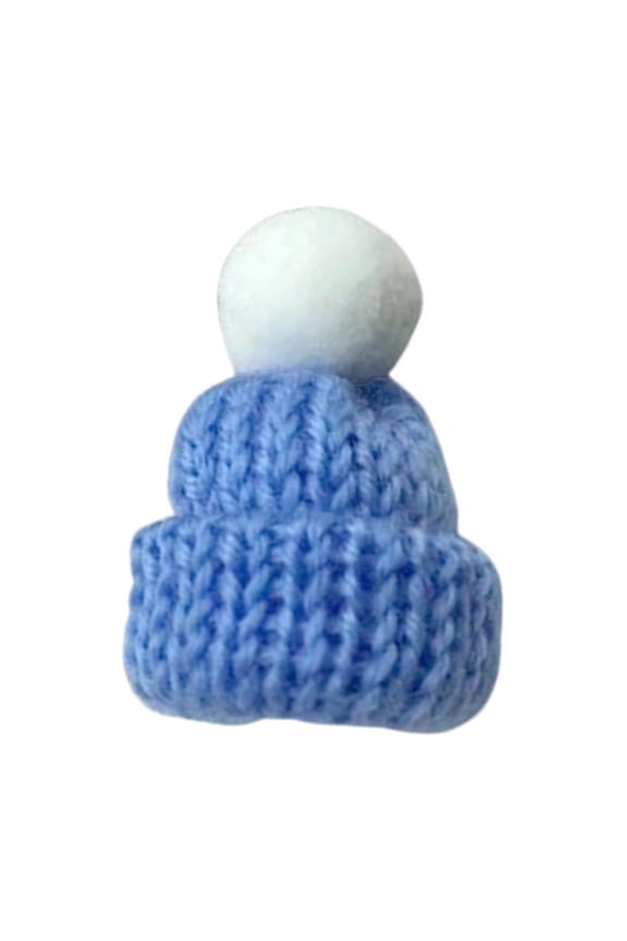 Mini Knitted Little Hat Diy Doll Toy Accessories Finger Decoration Hat for Kids Santa Hat Blue