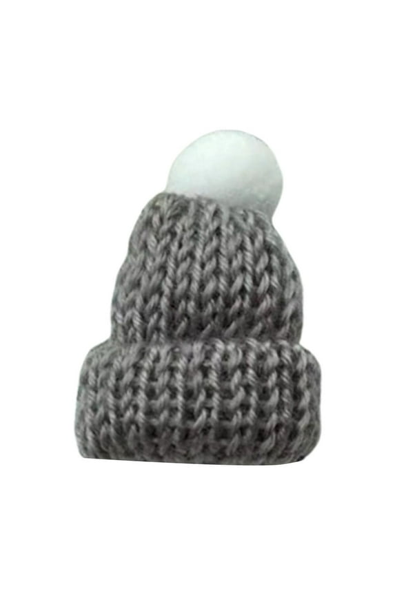 Mini Knitted Little Hat Diy Doll Toy Accessories Finger Decoration Hat for Kids Santa Hat Grey