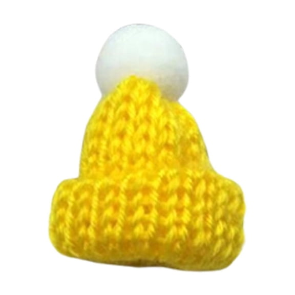 Fgnfyis Mini Knitted Little Hat Diy Doll Toy Accessories Finger Decoration Hat for Kids Santa Hat Yellow