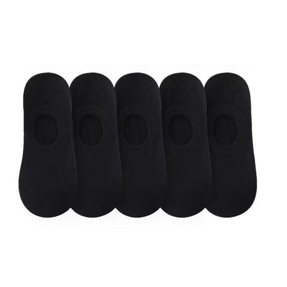 Fgnfyis Non Silicone Solid Socks for Women and Men 5 Pairs Trainer Boat Socks Comfortable for Everyday Use Black