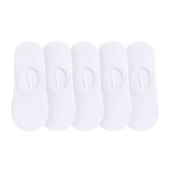 Fgnfyis Non Silicone Solid Socks for Women and Men 5 Pairs Trainer Boat Socks Comfortable for Everyday Use White