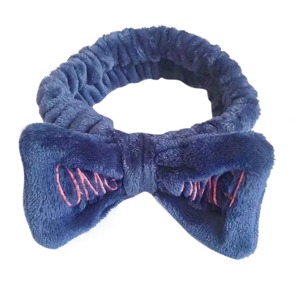 Fgnfyis OMG Letter Hair Tie Bow Headband for Women Face Washing Makeup Hair Accessories Printed Hairband Navy One Size
