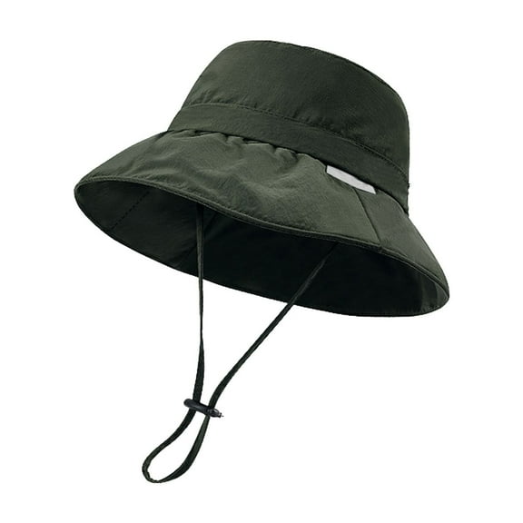 Fgnfyis Outdoor Sun Bucket Hat for Men and Women UPF 50  Windproof Water Foldable Boonie Cap for Hiking Camping Fishing Army Green One Size