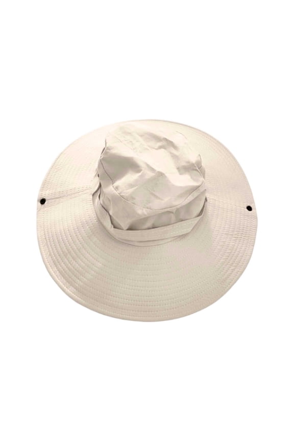 Outdoor Sun Wide Brim Fisherman Bucket Hat for Fishing Mountaineering and Casual Breathable Coverage Beige One Size