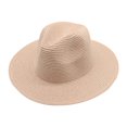 thumbnail image 1 of Fgnfyis Panama Wide Brim Straw Hat Foldable for Summer Beach Trip Ivory and Brown Sun Hats for Women Light Pink, 1 of 6