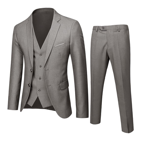 Fgnfyis Pants Slim Party Jacket 3 Piece Men’s Vest R Business Wedding Suit Suit Men's Coats Jackets Pants Sets Grey XL