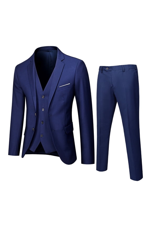 Pants Slim Party Jacket 3 Piece Men’s Vest R Business Wedding Suit Suit Men's Coats Jackets Pants Sets Navy M