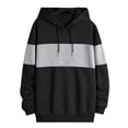 thumbnail image 1 of Fgnfyis Patchwork Color Hoodie Hoodie Long Sleeved Hoodie for Men Sweatshirt for Men Black XXL, 1 of 4