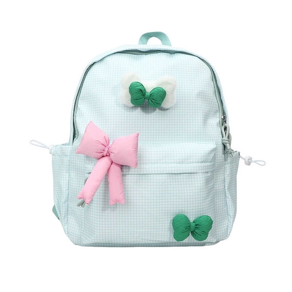 Fgnfyis Preschool Backpack Boys Plaid Large Capacity School Bookbag with Bow Design Lightweight for Daily Commute Travel Backpack for Kindergarten Girls Green