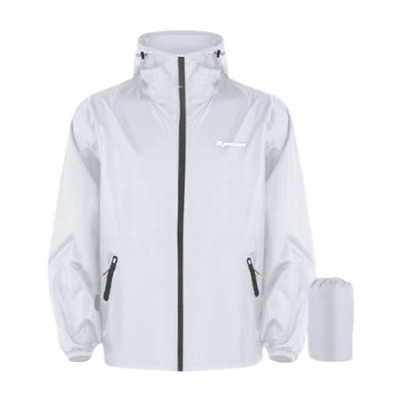 Fgnfyis Rain Jacket Men Lightweight Two-Piece Rain Suit for Adults Windproof Outdoor Cycling Loose Fit Zip up Daily Wear Jackets for Men White XL