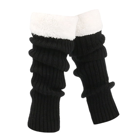Fgnfyis Retro Knitted Leg Warmers Crochet Long Boot Socks Christmas Thickened Warm Socks for Women Adult Party Dance Yoga Black One Size