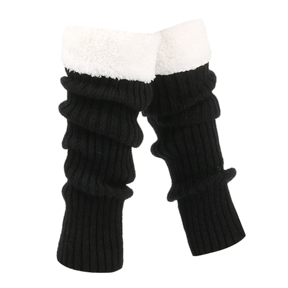 Fgnfyis Retro Knitted Leg Warmers Crochet Long Boot Socks Christmas Thickened Warm Socks for Women Adult Party Dance Yoga Black One Size