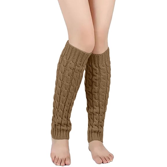Fgnfyis Retro Knitted Leg Warmers Crochet Long Boot Socks Christmas Thickened Warm Socks for Women Adult Party Dance Yoga Knee High Stockings Khaki