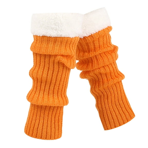 Fgnfyis Retro Knitted Leg Warmers Crochet Long Boot Socks Christmas Thickened Warm Socks for Women Adult Party Dance Yoga Orange One Size