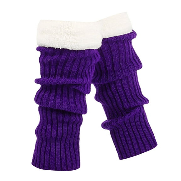 Fgnfyis Retro Knitted Leg Warmers Crochet Long Boot Socks Christmas Thickened Warm Socks for Women Adult Party Dance Yoga Purple One Size