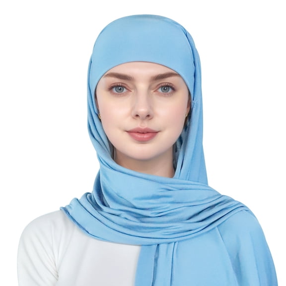 Fgnfyis Ruffle Turban Wrap Cap Scarf Shawl for Women Stylish and Comfortable Cancer Chemo Hat for Everyday Wear Sky Blue One Size