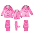 thumbnail image 1 of Fgnfyis Satin Silk Long Sleeve Family Christmas Pajamas Parent Child Pajama Solid Color Two Piece Set Long Sleeve Silk Set for Men Hot Pink XXL, 1 of 9