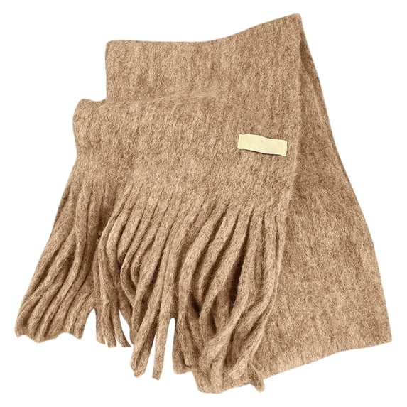HJYCHN Scarf for Women Soft Blend Knit Scarf Elegant Long Fringe Winter Wrap Soft Warm Everyday Women's Fashion Scarves Khaki One Size