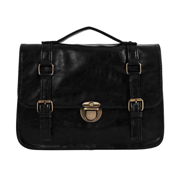 Fgnfyis School Backpack Student Autumn Winter Buckle Mailman College Style Commuting Briefcase Crossbody Kids Backpack Black
