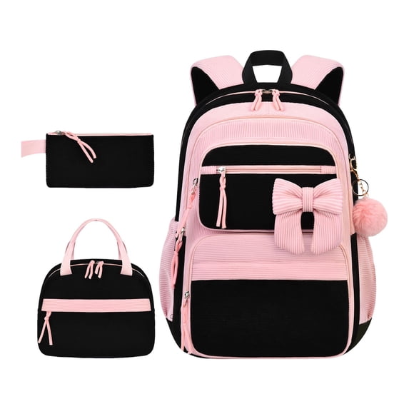 Fgnfyis School Backpack with Lunch and Pencil Three Piece Bundle Kids Backpack for School Pink