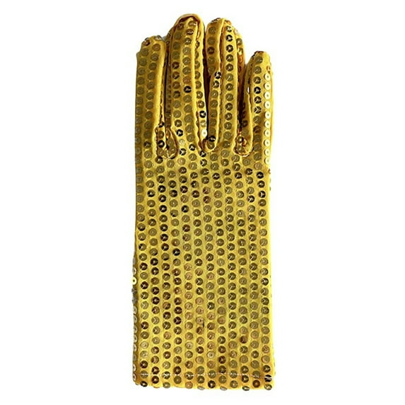 Fgnfyis Sequin Glove Bling Performance Gloves For 80s 90s Dress Up Rave Party Events Stage Show Gold One Size