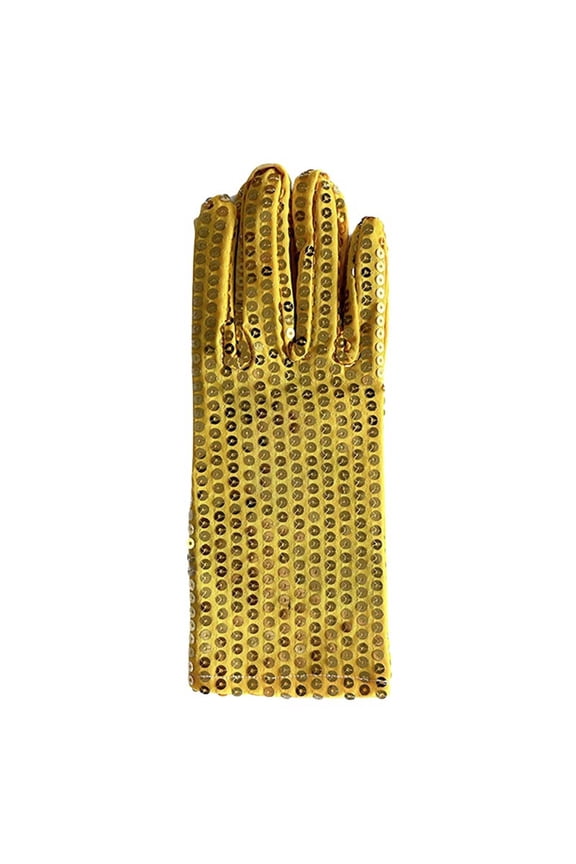 Sequin Glove Bling Performance Gloves For 80s 90s Dress Up Rave Party Events Stage Show Gold One Size