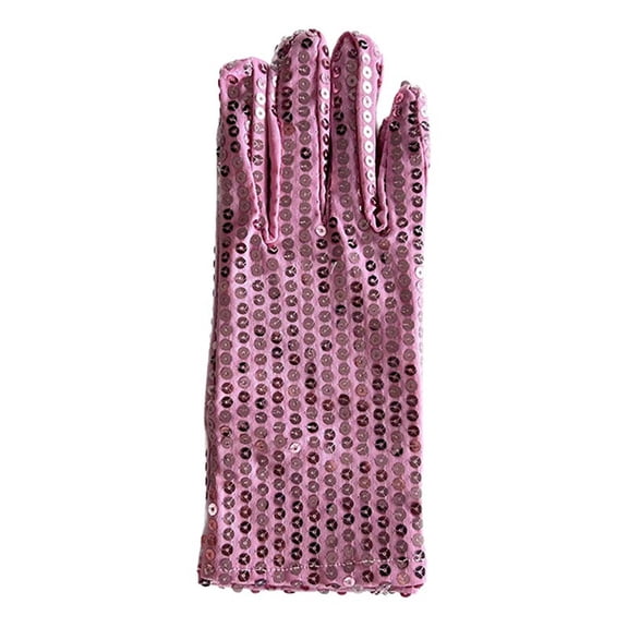 Fgnfyis Sequin Glove Bling Performance Gloves For 80s 90s Dress Up Rave Party Events Stage Show Pink One Size