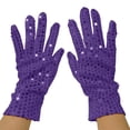 thumbnail image 1 of Fgnfyis Sequin Bling Gloves for 80s 90s Dress up Rave Party Performance Stage Events and Shiny Retro Accessories Purple, 1 of 3