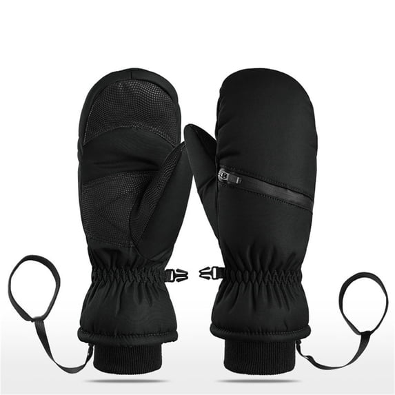 Fgnfyis Ski Gloves Winter Gloves for Men Women Insulated Ski Thermal Waterproof Winter Mittens Grip Unisex Cold Weather Black XXL