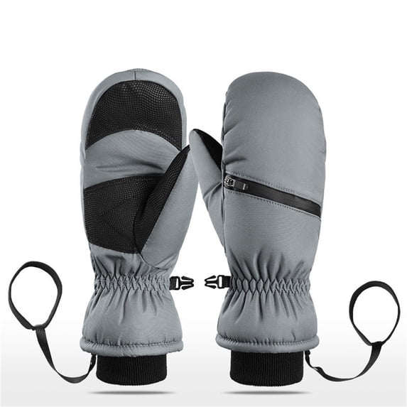 Fgnfyis Ski Gloves Winter Gloves for Men Women Insulated Ski Thermal Waterproof Winter Mittens Grip Unisex Cold Weather Grey M