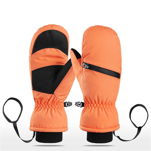 Fgnfyis Ski Gloves Winter Gloves for Men Women Insulated Ski Thermal Waterproof Winter Mittens Grip Unisex Cold Weather Orange S
