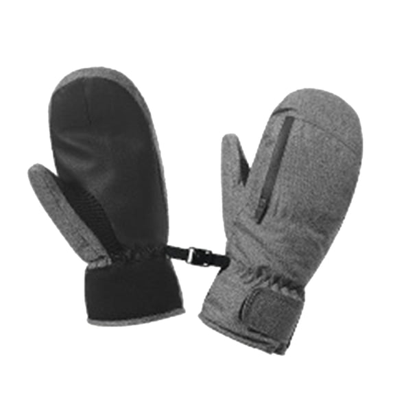 Fgnfyis Snow Gloves for Women Winter Outdoor Skiing Finger Thickened Zipper Warm Protective Gloves Grey XL