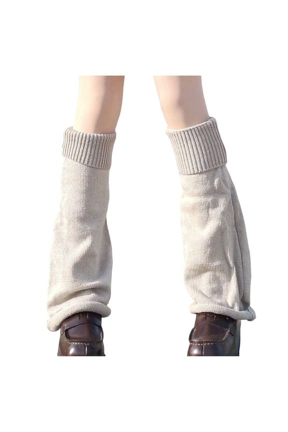 Socks for Women Japanese Gothic Knit Long Socks Leg Warmers Gaiters Knee Winter Style Grey