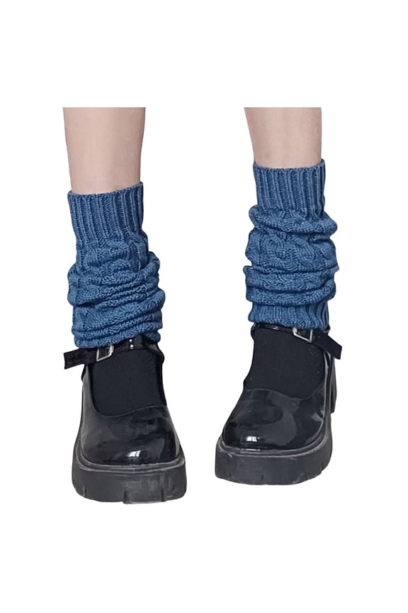 Socks for Women Leg Warmers Gothic Knit Long Socks Japanese Gaiters Knee Winter Navy
