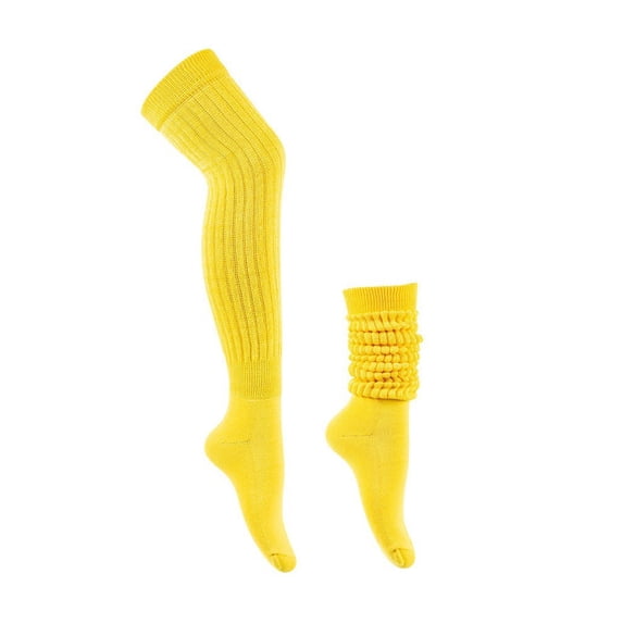 Fgnfyis Socks for Women Lengthening Thick Colorful Over The Knee Pile Stacked Socks Warm Cozy Yellow