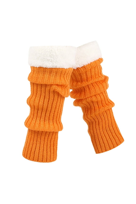 Socks for Women Retro Knitted Leg Warmers Crochet Long Boot Socks Christmas Thickened Warm for Party Dance Yoga Orange