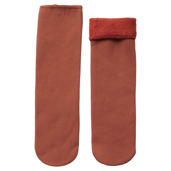 Fgnfyis Socks for Women Soft Velvet Slim Thermal Socks Winter Warm Snow Socks Features Socks for Women Brick Red_002