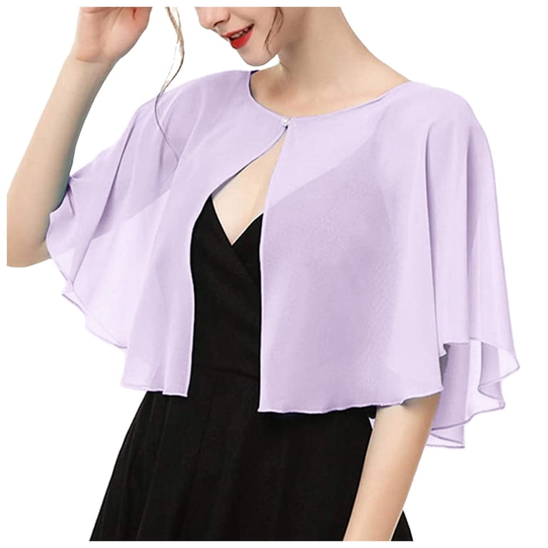 chiffon jackets for dresses Fgnfyis Soft Short Jacket Capelet Elegant Cover Up Light Purple Kissbridal-Bridesmaid Color:Burgundy brown The Outlaw | Black Plus size the jacket gives you
