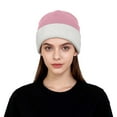 thumbnail image 1 of Fgnfyis Soft Comfortable Unisex Ribbed Knit for Autumn and Winter Fashion Versatile Hats for Men and Women Edge Light Pink, 1 of 4