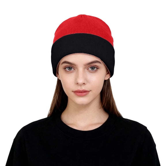 Fgnfyis Soft Comfortable Unisex Ribbed Knit for Autumn and Winter Fashion Versatile Hats for Men and Women Edge Red