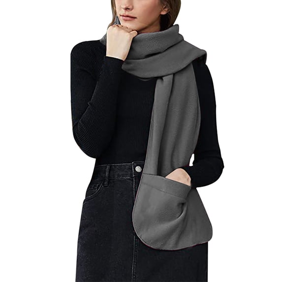 Fgnfyis Soft Cozy Womens Wraps with Large Front Pockets Warm Blanket Scarf Dark Gray