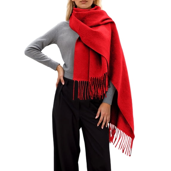 Fgnfyis Soft Winter Scarf for Women Cozy Thick Wrap Shawl Elegant Neck Warmer Solid Color RD1