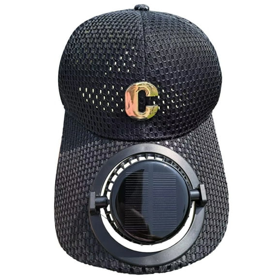 Fgnfyis Solar Powered Fan Hat with Extended Brim for Outdoor Summer Activities Unisex Breathable Mesh Sun Cap Black One Size