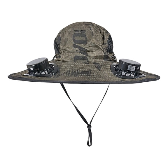 Fgnfyis Solar Powered Fan Sun Hat with UPF50 Wide Brim Outdoor Summer Beach Hat Adjustable Chin Strap for Women Men Green One Size