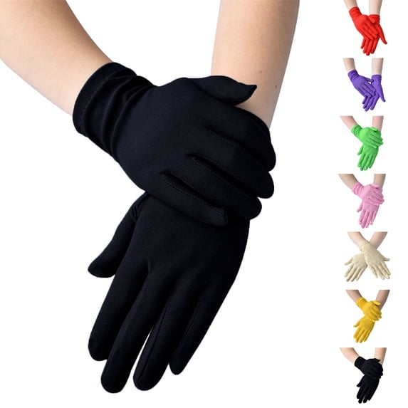 Fgnfyis Solid Color Fashion Ceremonial Short Stretchy Performance Dance Womens Accessory Gloves for Women Mittens Black