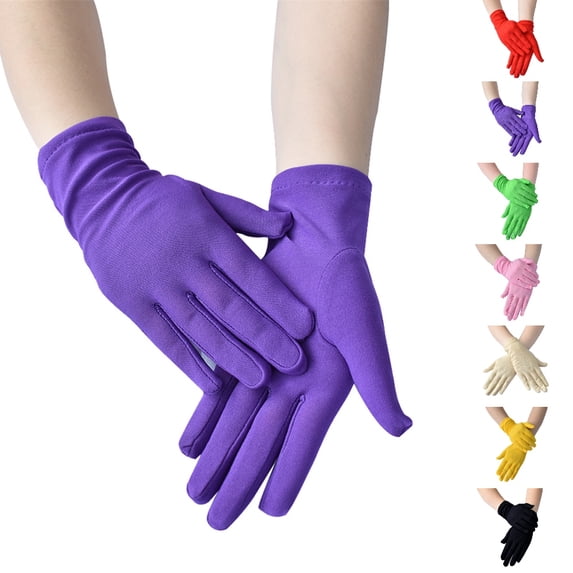 Fgnfyis Solid Color Fashion Ceremonial Short Stretchy Performance Dance Womens Accessory Gloves for Women Mittens Purple