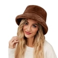 thumbnail image 1 of Fgnfyis Solid Color Fisherman Bucket Hat For Women Warm Winter Casual Outdoor Comfort Coffee One Size, 1 of 5